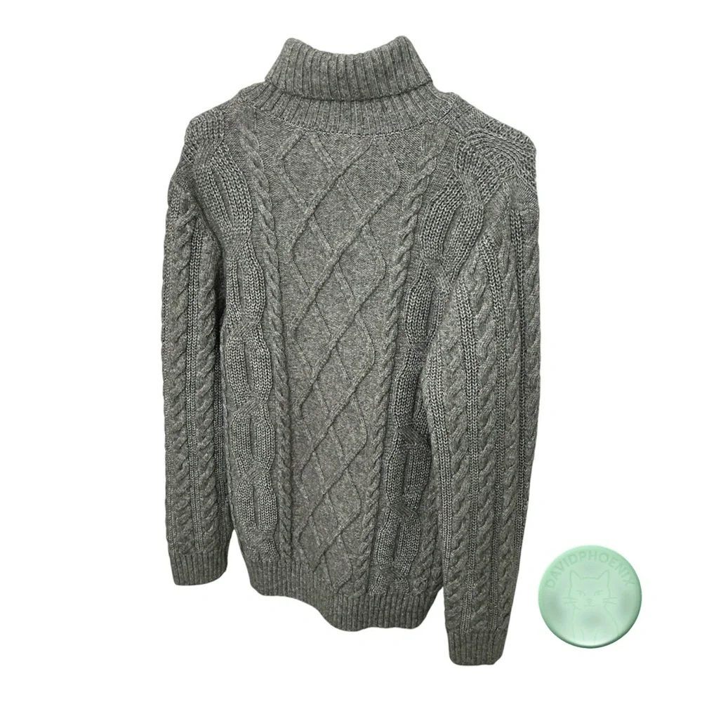 EXPRESS Sweater Cable Knit Turtleneck Gray Size M – Conscious Edit - Picture 3 of 9